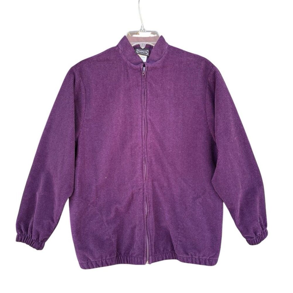 Vintage USA Made BonWorth Purple Corduroy Casual Jacket Women Sz X-Small Pocket